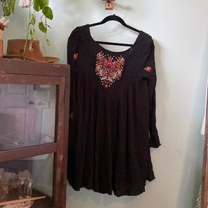 Free people mini black floral dress
